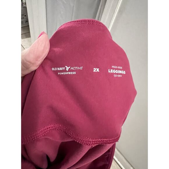 Old Navy Active Radical Fuchsia High Rise Go Dry Crop Leggings Sz 2X - Picture 3 of 4
